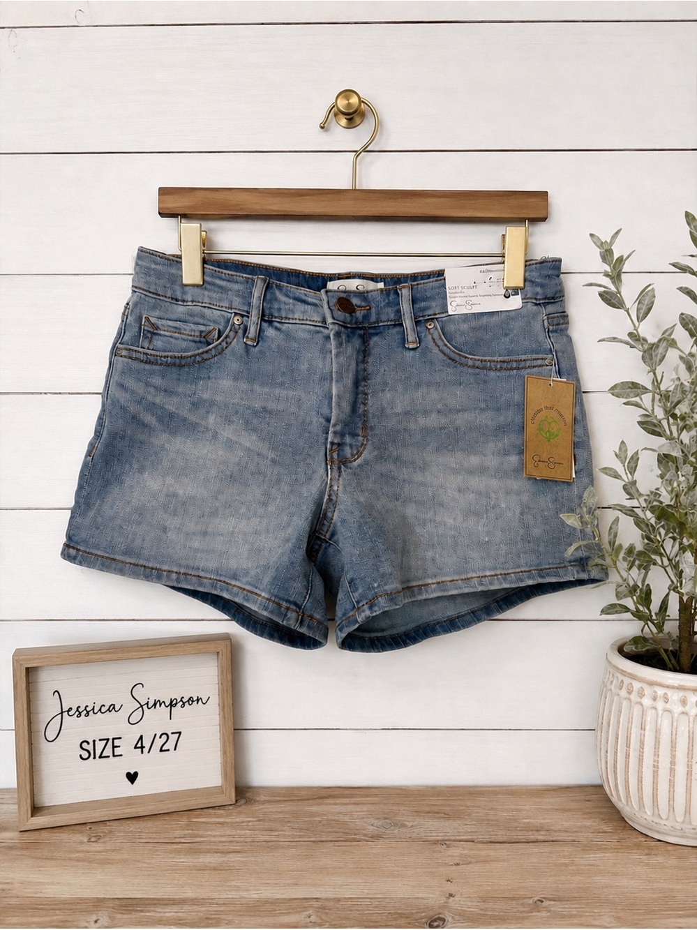 💙 NWT Jessica Simpson Soft Sculpt Mid-Rise Jean Shorts Size 4/27 | Super Soft